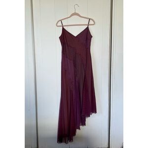 Vintage retro beaded prom formal gown dress asymmetrical hemline